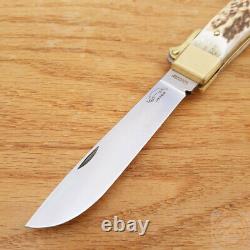 OTTER-Messer Safety Horn Folding Knife 3.5 Carbon Steel Blade Stag Handle 05HH
