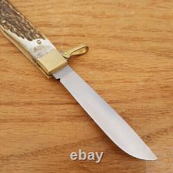 OTTER-Messer Safety Horn Folding Knife 3.5 Carbon Steel Blade Stag Handle 05HH
