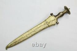 Old Brass Handle Knife Blade Dagger Antique Hand Iron Wootz Faulad Steel A682