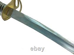 Old Handmade Shamshir Straight Sword Dagger Handmade Steel Blade Brass Handle