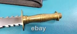 Old Smoky Dagger Knife Sawback Brass Handle + Sheath Stainless Blade