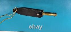 Old Smoky Dagger Knife Sawback Brass Handle + Sheath Stainless Blade