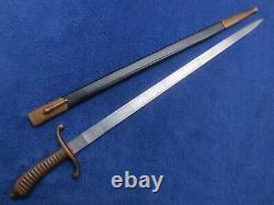 Original German Wkc Brass Handle Etched Blade Dress Sidearm Bayonet And Scabbard