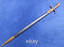 Original German Wkc Brass Handle Etched Blade Dress Sidearm Bayonet And Scabbard