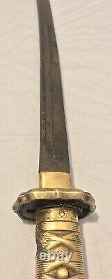 Original Japanese Japan WWII Katana NCO Brass Handle Officers Sword