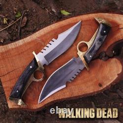 Pair of Daryl Dixon Knife D2 Hunting Knife Handmade Bowie Knife With Brass Handl