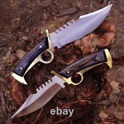 Pair of Daryl Dixon Knife D2 Hunting Knife Handmade Bowie Knife With Brass Handl