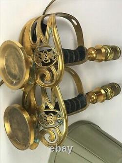 Pair of Sword Handle Table Lamps Antique Militaria Brass Edward VII Royal Cypher