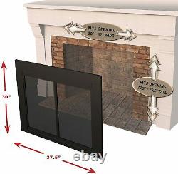 Pleasant Hearth At-1000 Ascot Fireplace Glass Door, Black, Small