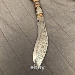 Polished steel blade with hardwood handle silver brass