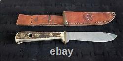 Puma 6398 Hunters Friend Pumaster Steel Germany Stag Handle And Brass Knife