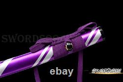 Purple Japanese Katana Warrior Sword Folded Steel Blade Brass Snake Fittings