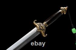 Qing Jian Sword 1095 Folded & Clay-Tempered Steel Blade, Brass Handle Guard