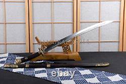 Qing dynasty Dao folded steel Chinese sword ebony handle scabbard brass fittings