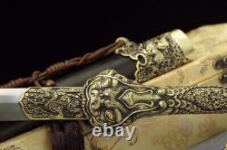 Quality Brass Dragon Handle Double Edge KUNGFU Jian Battle Saber Handmade Sword