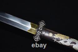 Quality Brass Handle Saya Dragon JIan Folded Steel Clay Tempered Handmade Sword