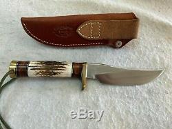 RANDALL KNIFE KNIVES MODEL 25-5 Blade Stainless Steel STAG & Leather Handle
