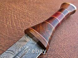 ROSE WOOD, COLOR WOOD AND BRASS HANDLE 31in CUSTOM HANDMADE GREAT DAMASCUS SWORD