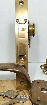 RUSSWIN 11213 PUSH BUTTON ENTRY MORTISE LOCK CYLINDER KEYS Handle WORKS Extras