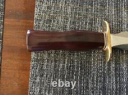 Randall 2-8 carbon blade brass guard maroon micarta handle johnson sheath