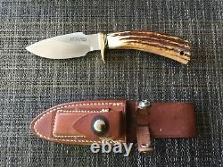 Randall Knife 11-4 Alaskan skinner carbon blade stag handle brass hilt and plate
