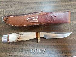 Randall Knife Custom Made 7-4 Blade Stainless Steel Stag Handle Leather Sheath
