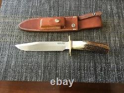 Randall knife 1-7 carbon blade brass hilt stag handle salmon stone JRB sheath