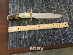 Randall knife 1-7 carbon blade brass hilt stag handle salmon stone JRB sheath