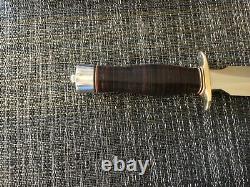 Randall knife 2-8 carbon blade brass guard leather handle duraluminum cap johnso