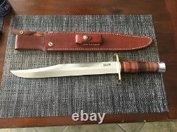 Randall knife R. Thorp bowie carbon blade brass hilt alum cap leather handle in m