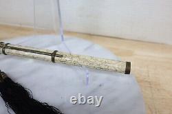 Rare Antique Small Japanese 10-1/2 Sword / Knife With Engraved Bone Handle Sheath