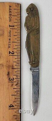 Rare Vtg Parker Cut Co Pocket Knife Figural Indian & Bow Handle Surgical Steel
