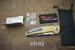 Reate JACK Knife Damasteel Blade Flamed Titanium Handle with Brass Inlay NEW