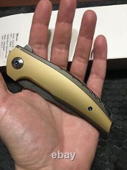 Reate Knives J. A. C. K Titanium & Brass Handles with a Damasteel Blade. Integral