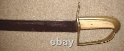Revolutionary or War of 1812 Bone & Brass Handle 33 Hanger Sword