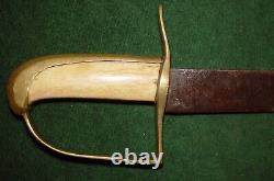 Revolutionary or War of 1812 Bone & Brass Handle 33 Hanger Sword