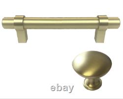 Round Knob Handle T Bar Pull Matte Gold Brass Kitchen Drawer Cabinet Hardware