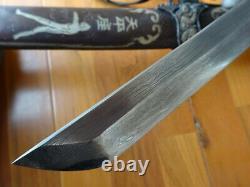 S015 -Japan Tachi Damascus Blade Samurai Katana Sword Brass Handle Scabbard
