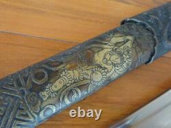 S022 Sturdy Japanese Samurai Sword Carbon Steel Blade Katana Straight Handle