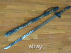 S022 Sturdy Japanese Samurai Sword Carbon Steel Blade Katana Straight Handle