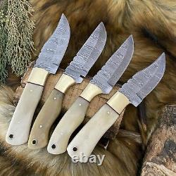 SHARDBLADE Lot OF 4 Custom Hand Forged Damascus Steel Hunting Bushcraft Knife