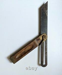 STANLEY ANTIQUE Sliding Bevel Brass End Steel Blade Wood Handle Tool