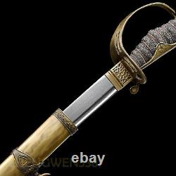 Saber American medieval Sword Samurai Katana Brass Handle Damascus Folded Steel