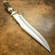 Sc Custom Hand Made D2 Steel Bowie Hunting Knife Brass Guard Natural Wood Handle