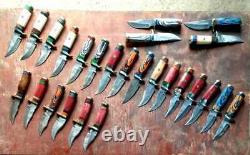 Set of 50 Handmade 6 Damascus Steel Knives, Bone Wood Handle with Brass Guard