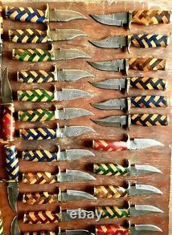 Set of 50, Handmade 6 Damascus Steel Knives, Wood Handle with Brass Guard