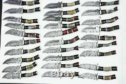 Set of 50 Handmade Damascus Steel 6 Knife Set Stag Horn Handle, Free Sheath
