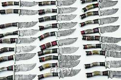 Set of 50 Handmade Damascus Steel 6 Knife Set Stag Horn Handle, Free Sheath