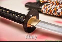 Sharp Japanese Small Tachi Samurai Sword Katana Pattern Steel Clay Tempered#3727