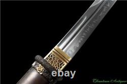 Short Sword Japanese Wakizashi Katana T10 Steel Blade Clay Tempered Sharp #3759